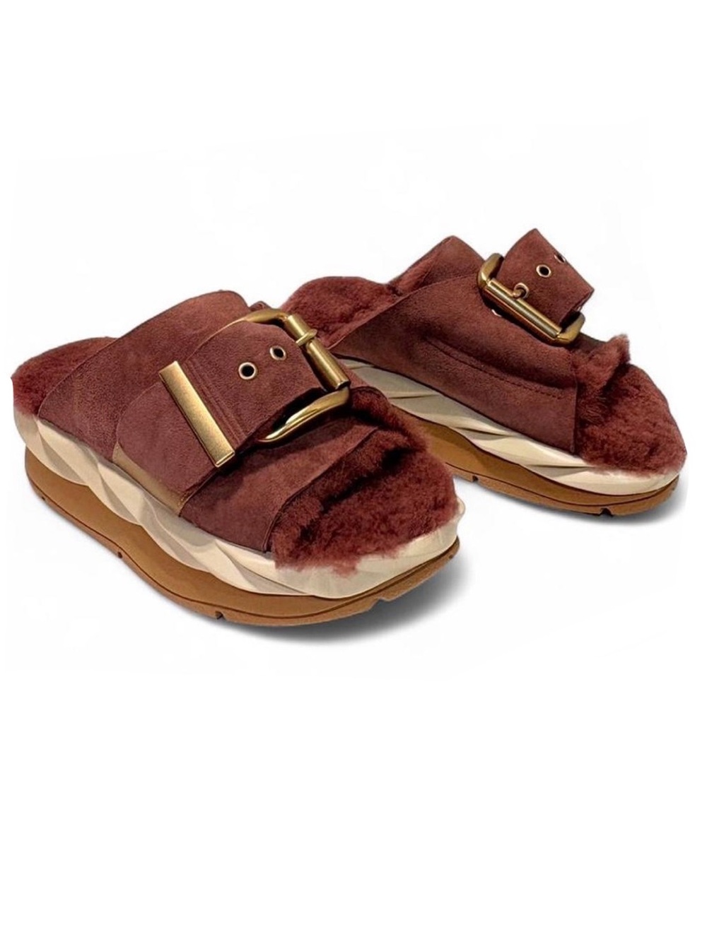 MELLOW LAZE ROSE Shearling Slides - Picture 4 of 8